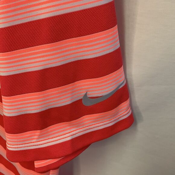 Nike Golf NWOTs Dri-Fit Red Pink White Striped Performance SS Polo Shirt Size M - Picture 10 of 13